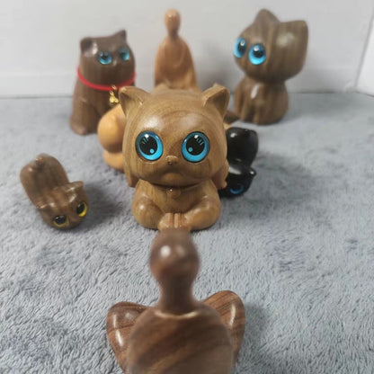 Sandalwood handmade Kitten Mini Wooden Cat
