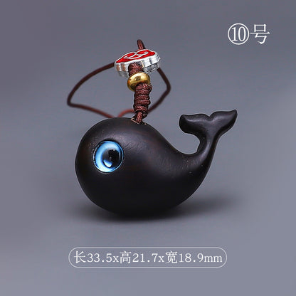 Wood Carving Little Black Cat Mini Doll Decoration Handicraft