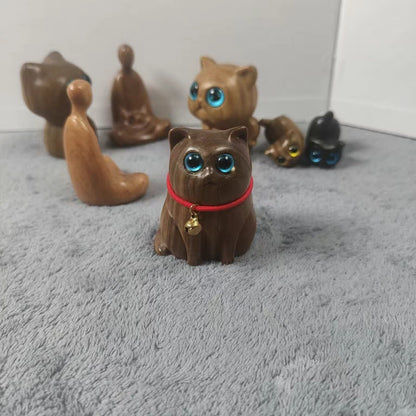 Sandalwood handmade Kitten Mini Wooden Cat
