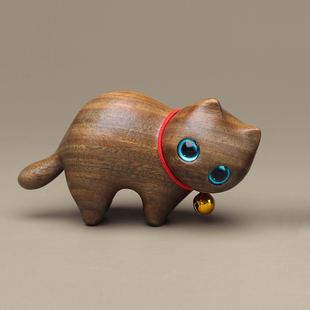 Sandalwood handmade Kitten Mini Wooden Cat
