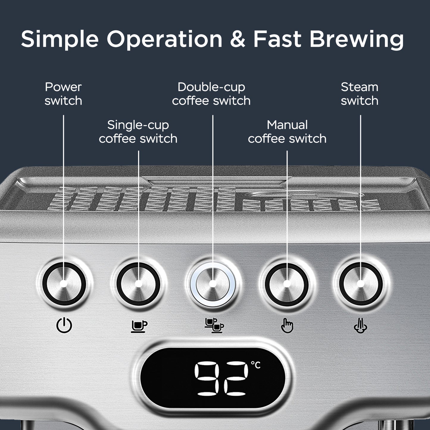 Geek Chef Espresso Machine, 20 Bar Espresso Machine With Milk Frother For Latte.