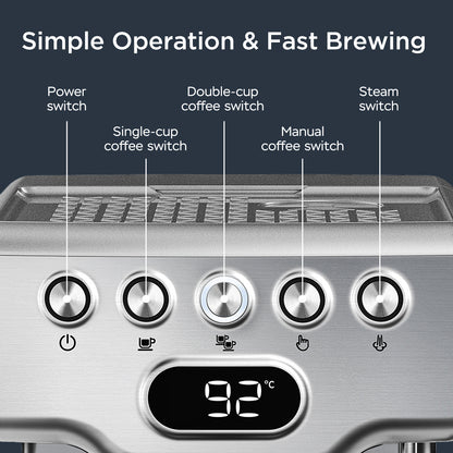 Geek Chef Espresso Machine, 20 Bar Espresso Machine With Milk Frother For Latte.