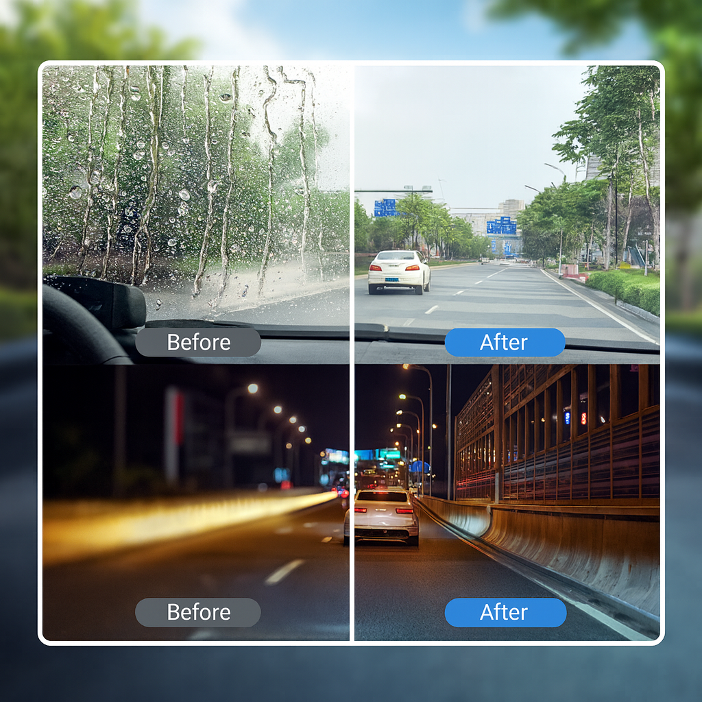 Car Glass Oil Film Remover Kit Glass Cleaning Board